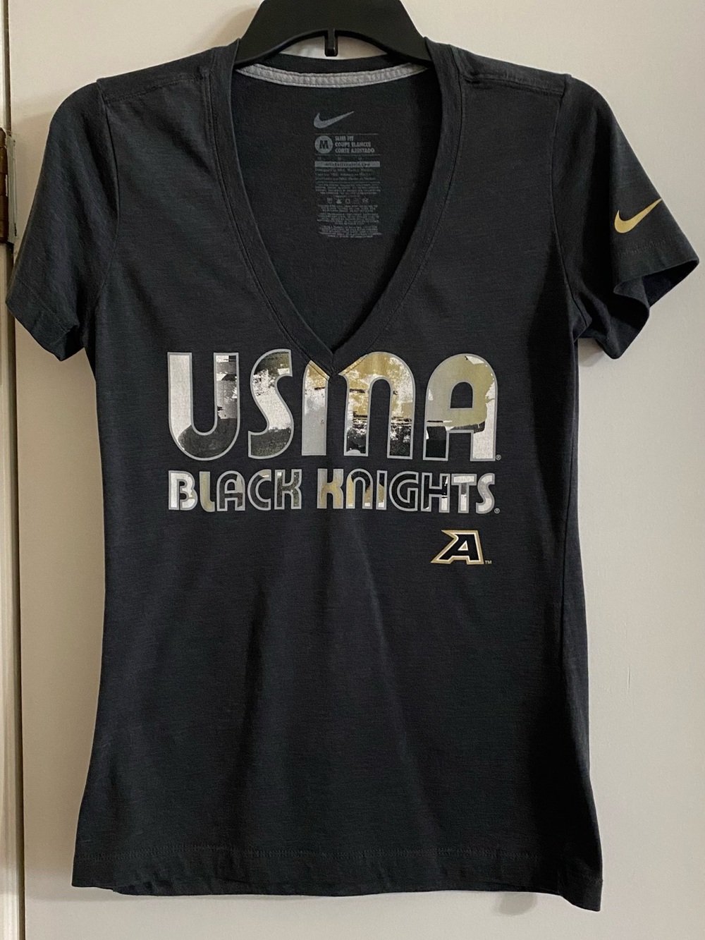Nike Women's USNA Black Knights V-Neck Tee - Black & Gold